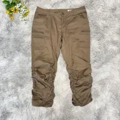 エムケーミッシェルクラン　クロップドパンツ　【L】40　ブラウン　裾シャーリング