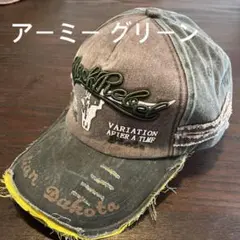 最安値★大人気★グリーン ダメージ アメカジキャップ 野球帽 ユニセックス