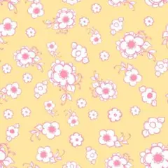 ロラライハリス　Pink Posies イエロー生地　45㎝×110㎝