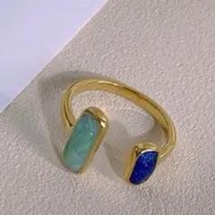 【SALE】リング　指輪　ゴールド　ほうろう　シンプル　ブルー　グリーン