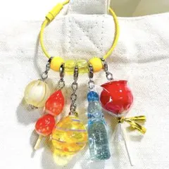 5 お祭りにぎやかジャラジャラキーホルダー　瓶ラムネといちご飴