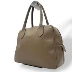 良品 1314 ハンドバッグ ミニボストン 本革 グレージュ シボ革