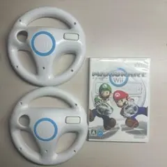 Wii マリオカート ハンドル 2個セット (ソフトの説明書なし、