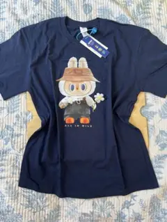 ラブブ labubu ウサギキャラクター Tシャツ ネイビー
