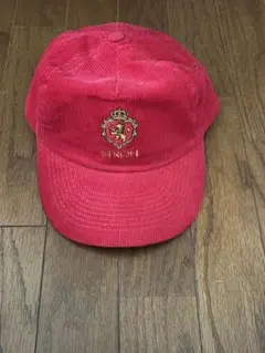 赤 コーデュロイ キャップ 刺繍ロゴ
