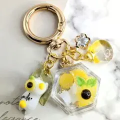 122）向日葵☆琥珀糖BOX　ネコ　レジン　　　　シャカシャカキーホルダー