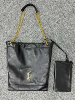 新作 サンローラン YSL 4.3 POCHONブラックレザーショルダーバッグ