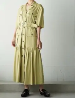akiranakaライトグリーン シャツワンピース 半袖