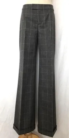 【美品】ラルフローレン　グレー チェック柄 ワイドパンツ　11号サイズ