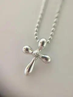TASAKI silver ダイヤモンド0.03 クロス ネックレス 田崎