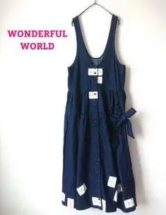 WONDERFUL WORLD◆ワッペン デニム ティアード ジャンパースカート