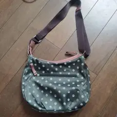 ELLE ドット柄 チャコールグレーショルダーバッグ
