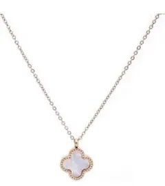 【大人気❤️四葉のクローバー❤️チタンネックレス✨表裏で白黒の2色✨】未使用品