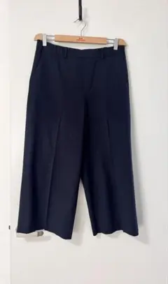 ネイビー ワイドパンツ プリーツ入り
