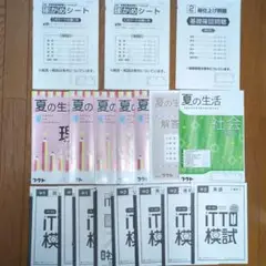中2総仕上げ問題、中3確かめシート、夏の生活（歴、中3国数英理社）、ITTO模試