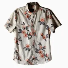 HOLLISTER 半袖シャツ 花柄 オレンジ×グレー ホワイト 夏 リゾート