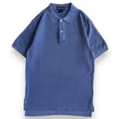 LANDS’ END 鹿の子 半袖ポロシャツ M ブルー 後染め加工