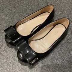 PRADA バレエシューズ フラットシューズ パンプス リボン エナメル