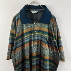 USA古着 90s wang wuniao 総柄 ポロシャツ ヴィンテージ
