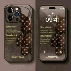 iPhone15 16　携帯ケース　強化ガラス　かわいい　ブラウンクマ
