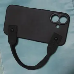 iphone16 スマホケース　ブラック・ハンドル付き　ショルダーストラップ