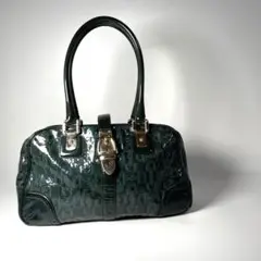 美品 グッチ GUCCI ホースビット ミニボストン エナメル ゴールド金具