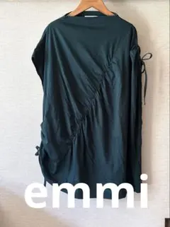 emmi エミ/ダークグリーン アンシンメトリーチュニック/サイズフリー