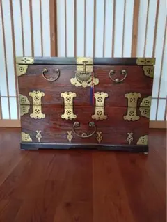 GMHK561○中国美術 バンダジ 李朝家具 アンティーク ボックス 収納箱 木 李朝家具 アンティーク バンダジ コイン 木箱 アンティーク 木製