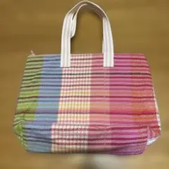 さをり織　カラフルストライプトートバッグ