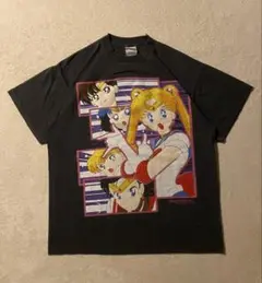 セーラームーン アニメT グラフィック ブラック 古着 XL