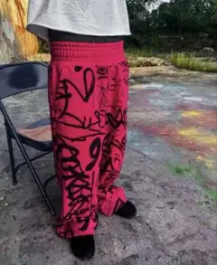 y2k punk pink sweat pants メンズ パンツ スウェット