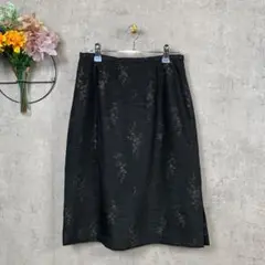 美品 MELS ひざ丈スカート Aライン M相当 ブラック 花柄 匿名配送