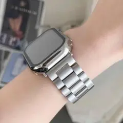 スマートウォッチ　メタル調バンド 一体型 高級感　ベルト
