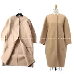 【極美品】ドゥロワー リバーノーカラーコート ケヌキ ベージュ
