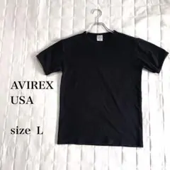 AVIREX USA ブラック 黒　リブTシャツ L