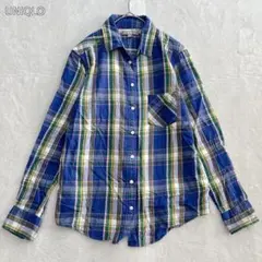 v59 UNIQLO チェック柄 長袖シャツ レディース Mサイズ 綿100％
