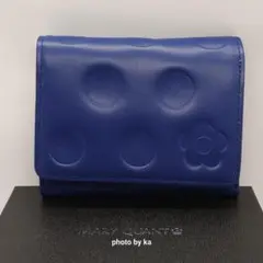 ブルー マリークワント デイジー 折り財布 新品 MARY QUANT マリクワ