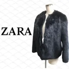 281. ZARA ネイビーフェイクファージャケット