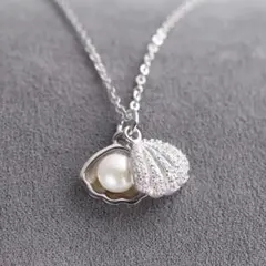 【925 sterling silver 】シェル パール ネックレス