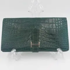 HERMES エルメス ベアンスフレ アリゲーター 長財布 グリーン