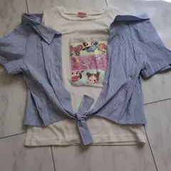 Peko イラストプリント Tシャツ 肩出し150cm