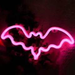 ハロウィン ネオンライト LED コウモリ インテリア インスタ映え ピンク
