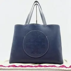 【美品】トートバッグ パーフォレイテッド ハンドバッグ パンチング レザー