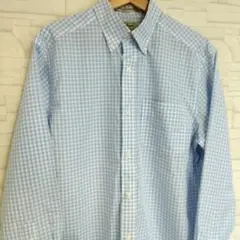 【美品】エルエルビーン　L.L.Bean 水色チェック 長袖シャツ