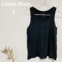 一点物✨海外 Calvin Klein【L】ブラック タンクトップ 無地