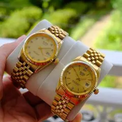 ELGIN ゴールド アナログ時計 2点セット 稼働品