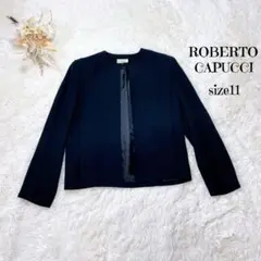 ロベルトカップチ ノーカラージャケット フォーマル セレモニー【42】黒 イギン