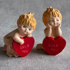 "Love you"赤ハート 子供 エンジェル オブジェ 2人組
