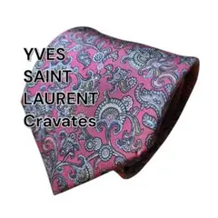 【YVES SAINT LAURENT Cravates】ピンク系　総柄　日本製