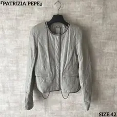 イタリア製【PATRIZIA PEPE】ラムレザージャケット 42 ノーカラー
